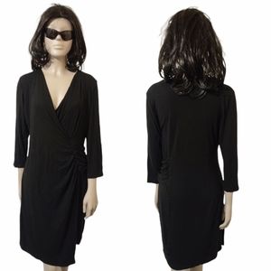 4/$20 • KAREN KANE • Classic Long Sleeve Wrap Style Office Dress